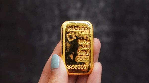 Valcambi 100g gold cast bar